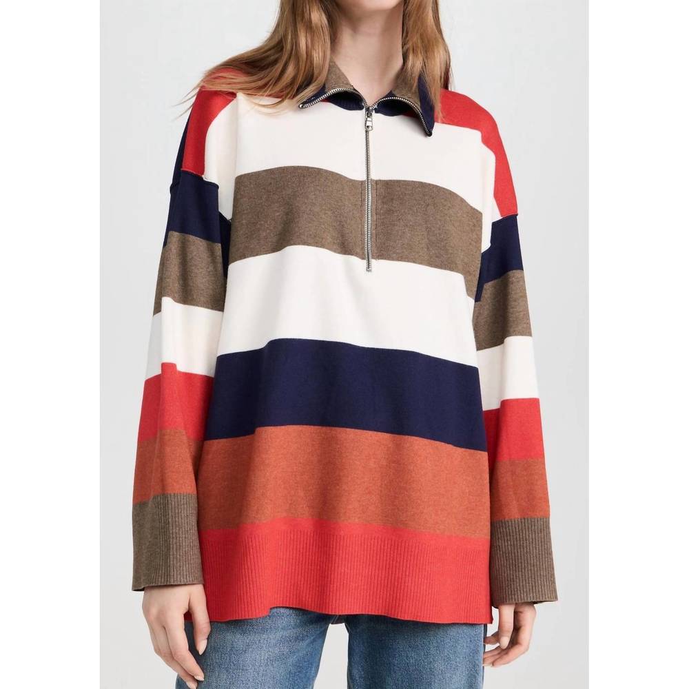 FREE PEOPLE coastal stripe pullover in set sail combo m. Oversized.